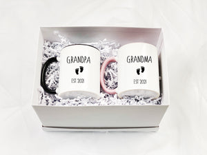 Baby Announcement Mug Gift Set for Grandma & Grandpa